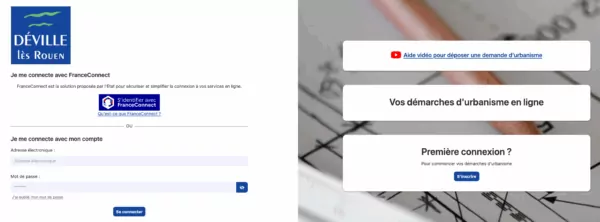 Capture de l'interface du Guichet numérique urbanisme de Déville lès Rouen